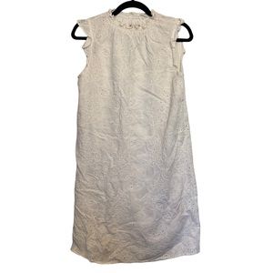 White eyelet high-neck ruffle tank dress